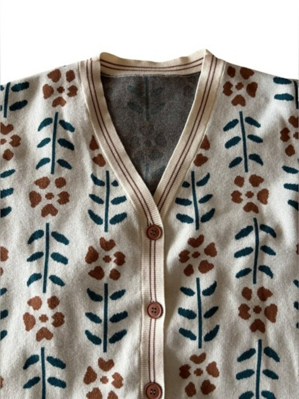 Floral Patterned Cardigan Sweater